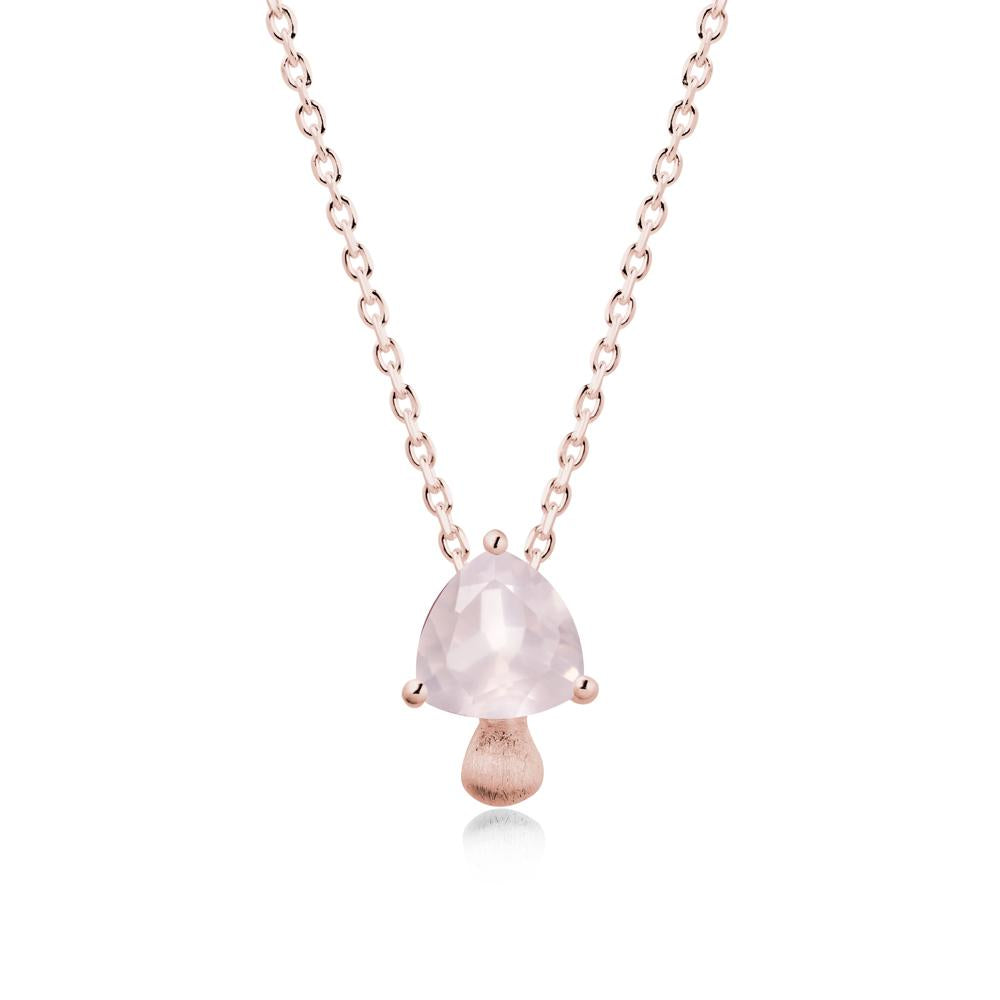 Trillion Cut Rose Quartz Mushroom Necklace - LUO Jewelry #metal_18k rose gold