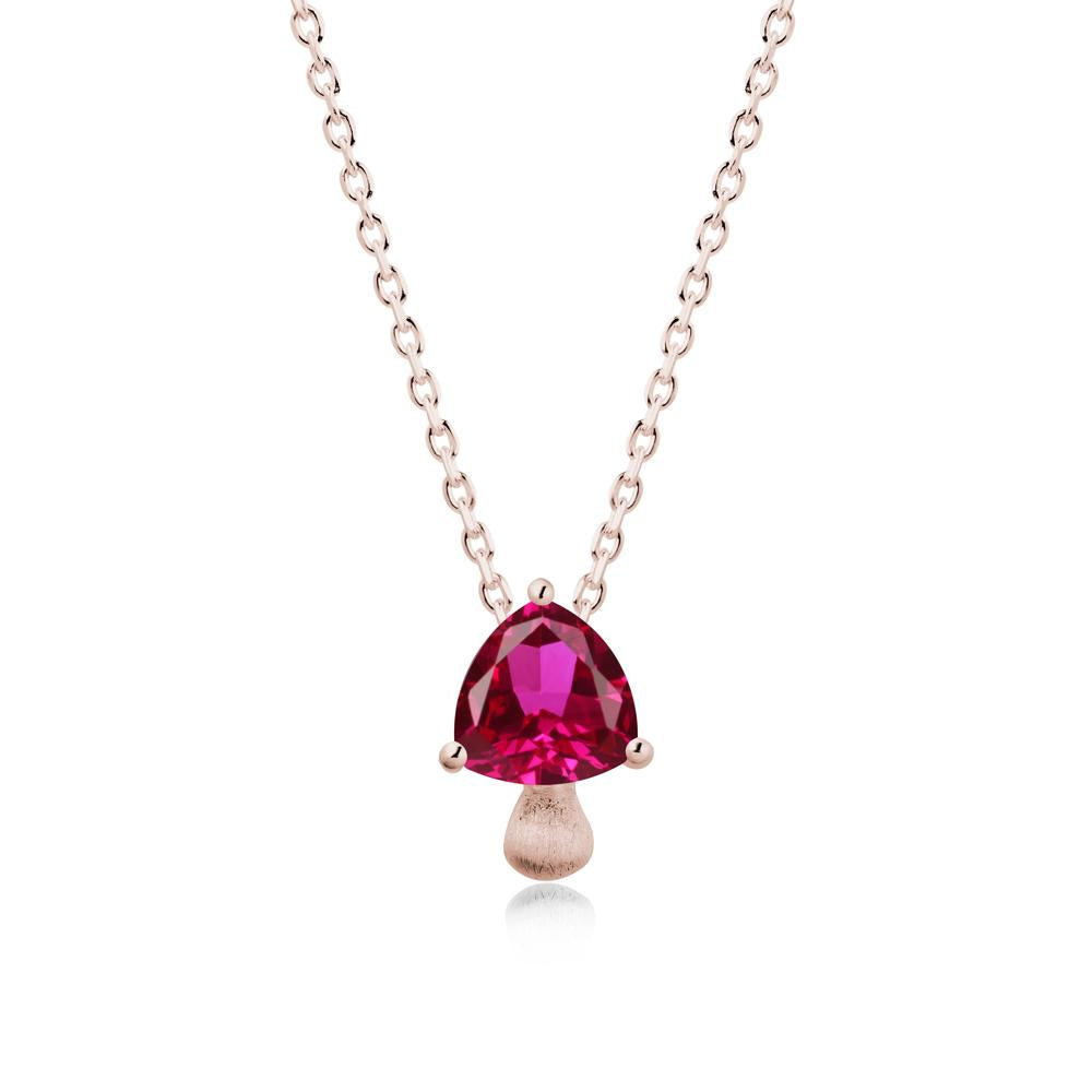 Trillion Cut Ruby Mushroom Pendant Necklace - LUO Jewelry #metal_14k rose gold
