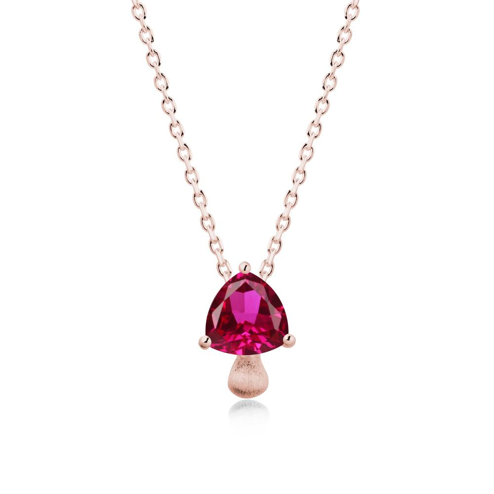 Trillion Cut Ruby Mushroom Pendant Necklace - LUO Jewelry #metal_18k rose gold