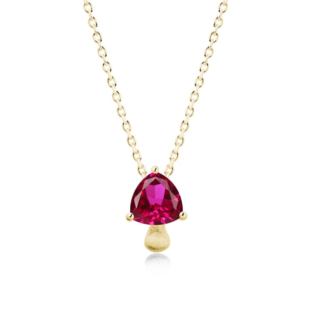 Trillion Cut Ruby Mushroom Pendant Necklace - LUO Jewelry #metal_18k yellow gold