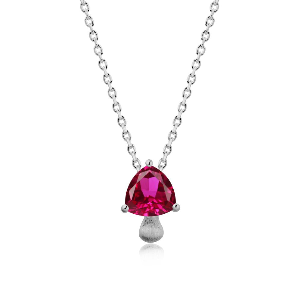 Trillion Cut Ruby Mushroom Pendant Necklace - LUO Jewelry #metal_platinum