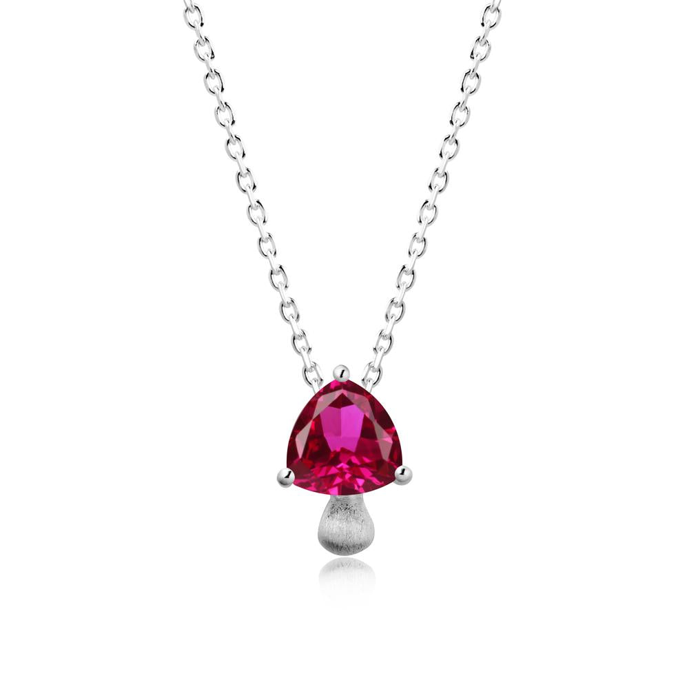 Trillion Cut Ruby Mushroom Pendant Necklace - LUO Jewelry #metal_sterling silver