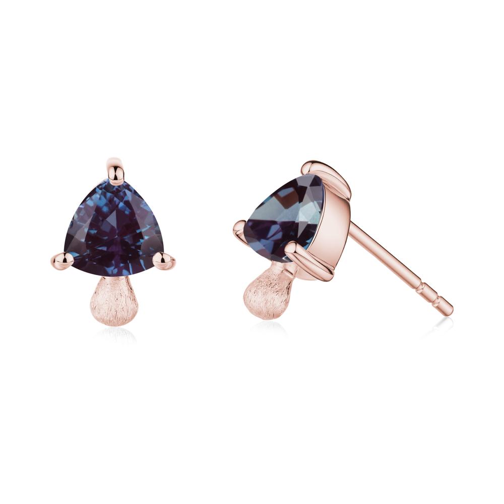 Alexandrite Mini Mushroom Stud Earrings - LUO Jewelry #metal_18k rose gold