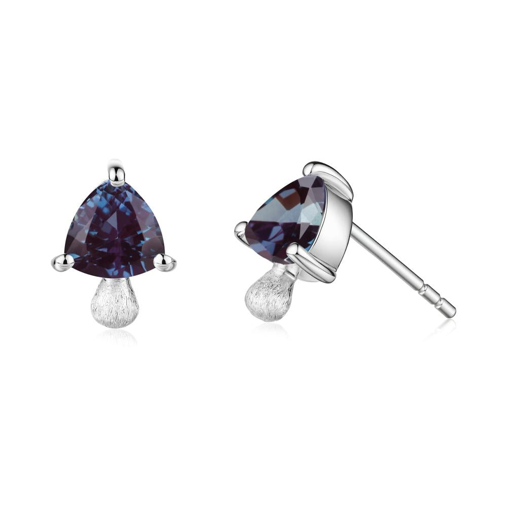 Alexandrite Mini Mushroom Stud Earrings - LUO Jewelry #metal_18k white gold