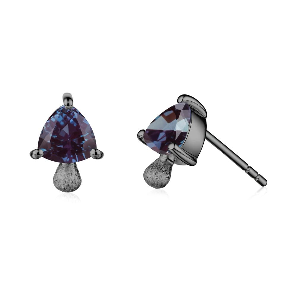Alexandrite Mini Mushroom Stud Earrings - LUO Jewelry #metal_black finish sterling silver