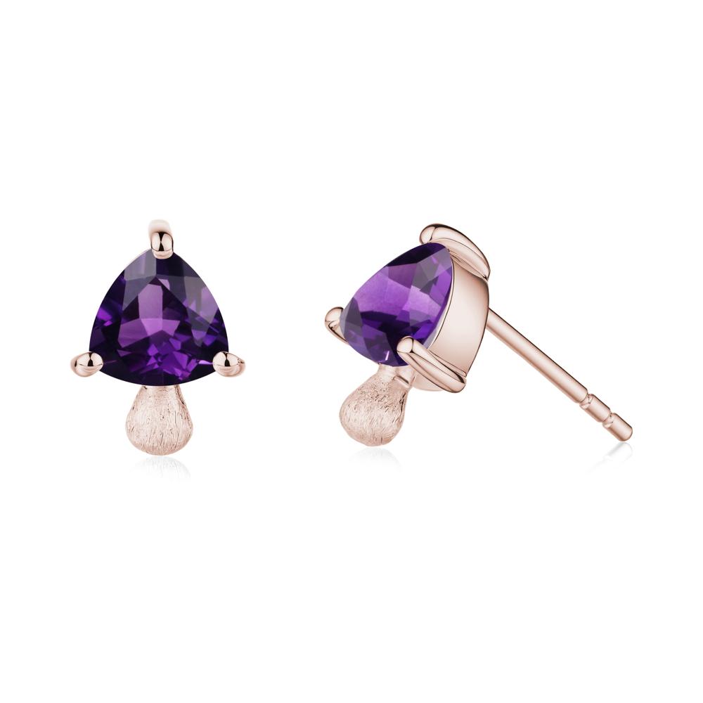 Amethyst Mini Mushroom Stud Earrings - LUO Jewelry #metal_14k rose gold