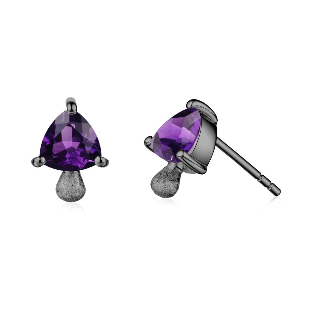 Amethyst Mini Mushroom Stud Earrings - LUO Jewelry #metal_black finish sterling silver
