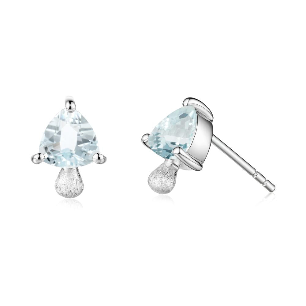 Aquamarine Mini Mushroom Stud Earrings - LUO Jewelry #metal_14k white gold