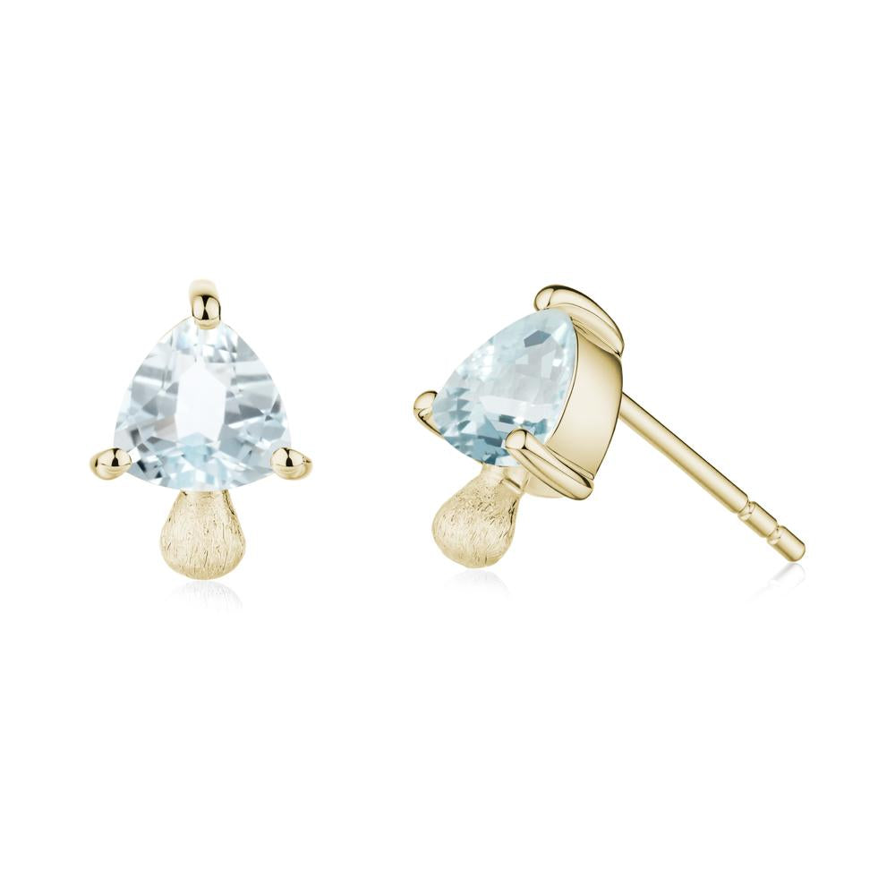 Aquamarine Mini Mushroom Stud Earrings - LUO Jewelry #metal_14k yellow gold
