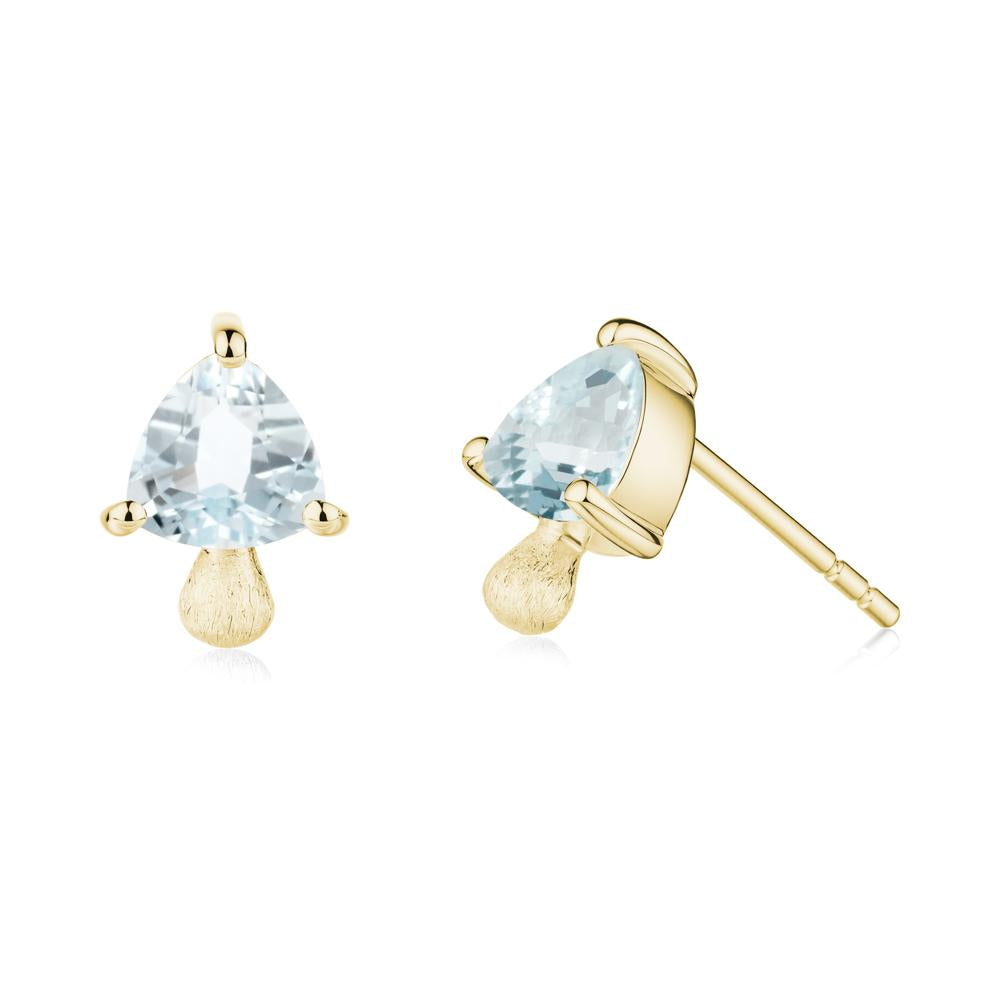 Aquamarine Mini Mushroom Stud Earrings - LUO Jewelry #metal_18k yellow gold
