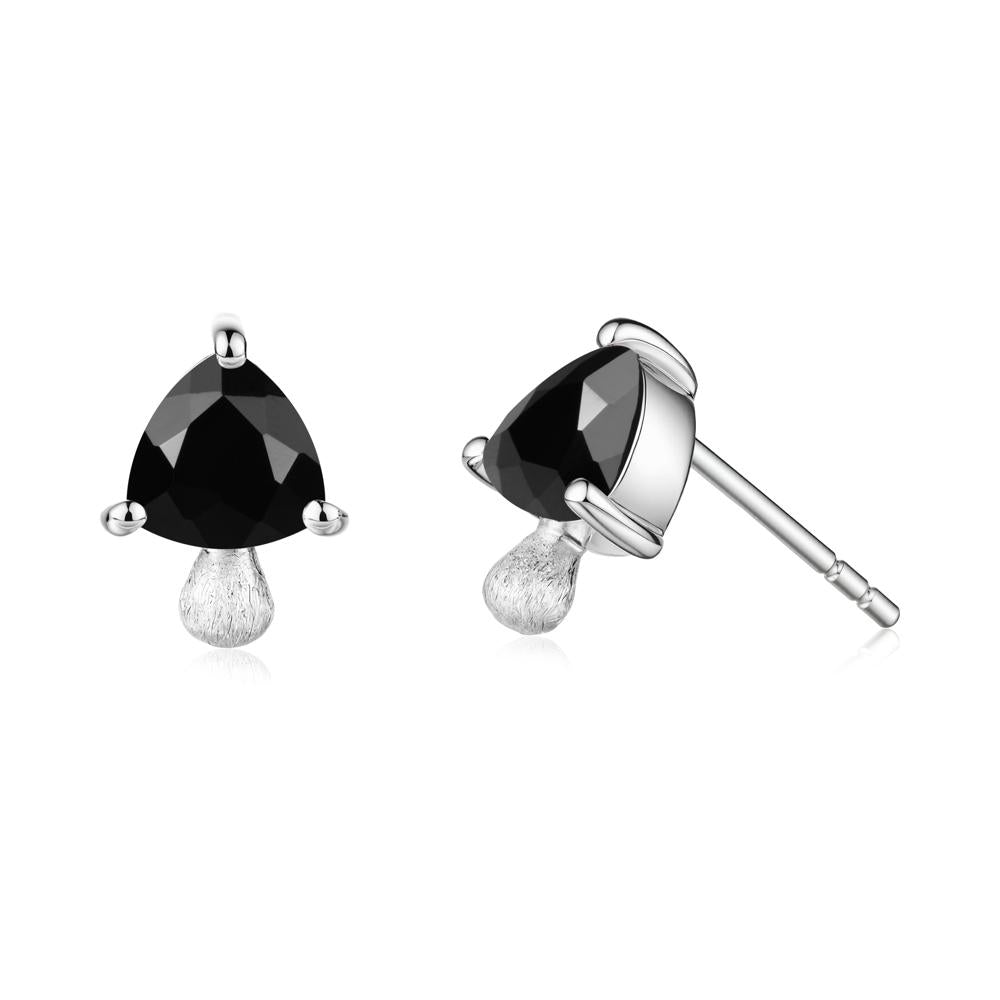 Mushroom Trillion Cut Black Spinel Stud Earrings - LUO Jewelry #metal_sterling silver