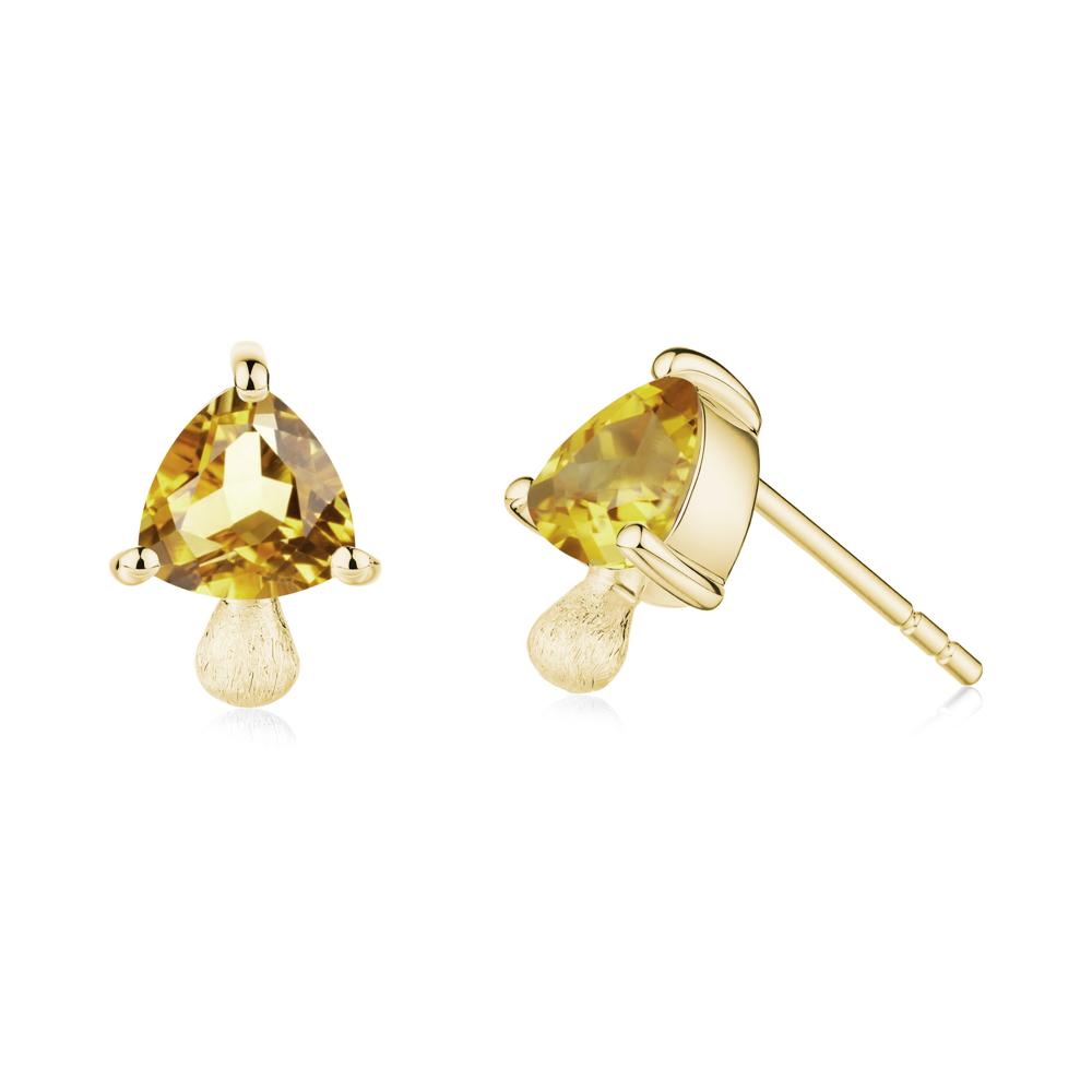 Mushroom Trillion Cut Citrine Stud Earrings - LUO Jewelry #metal_18k yellow gold