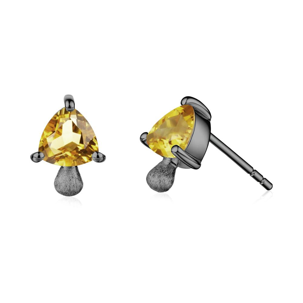 Mushroom Trillion Cut Citrine Stud Earrings - LUO Jewelry #metal_black finish sterling silver