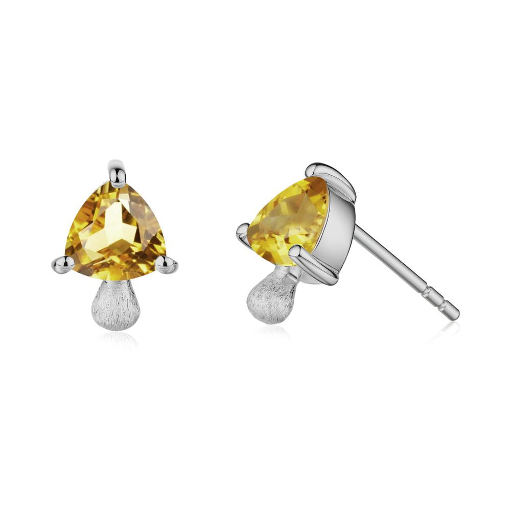 Mushroom Trillion Cut Citrine Stud Earrings - LUO Jewelry #metal_platinum