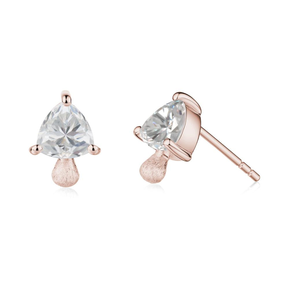 Mushroom Trillion Cut Cubic Zirconia Stud Earrings - LUO Jewelry #metal_14k rose gold