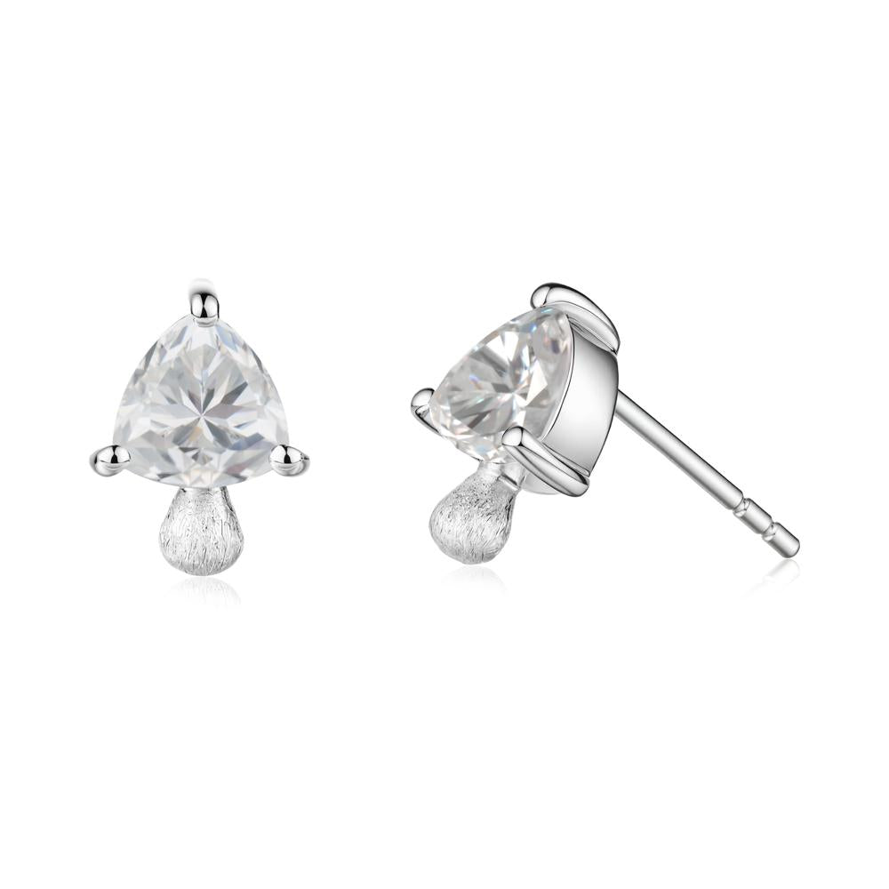 Mushroom Trillion Cut Cubic Zirconia Stud Earrings - LUO Jewelry #metal_14k white gold