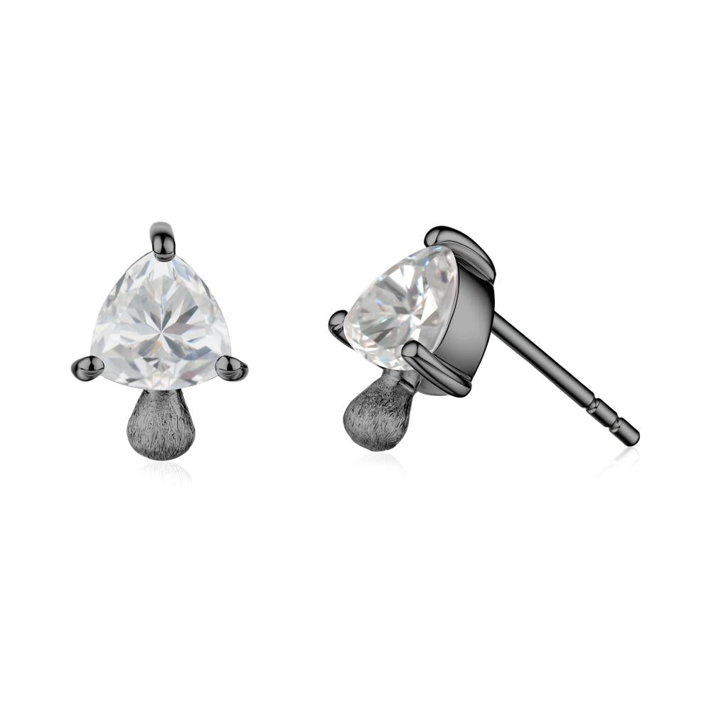 Mushroom Trillion Cut Cubic Zirconia Stud Earrings - LUO Jewelry #metal_black finish sterling silver