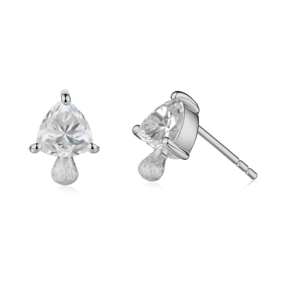 Mushroom Trillion Cut Cubic Zirconia Stud Earrings - LUO Jewelry #metal_platinum