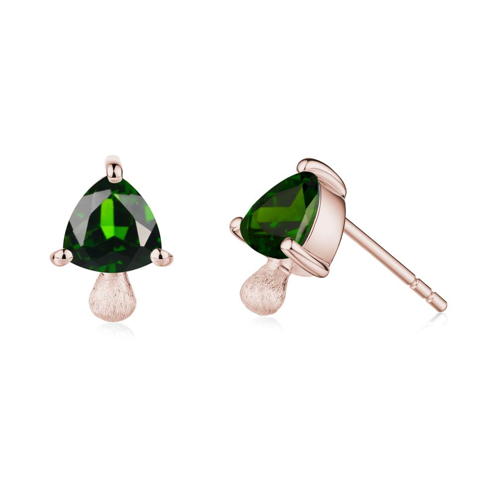 Diopside Mini Mushroom Stud Earrings - LUO Jewelry #metal_14k rose gold