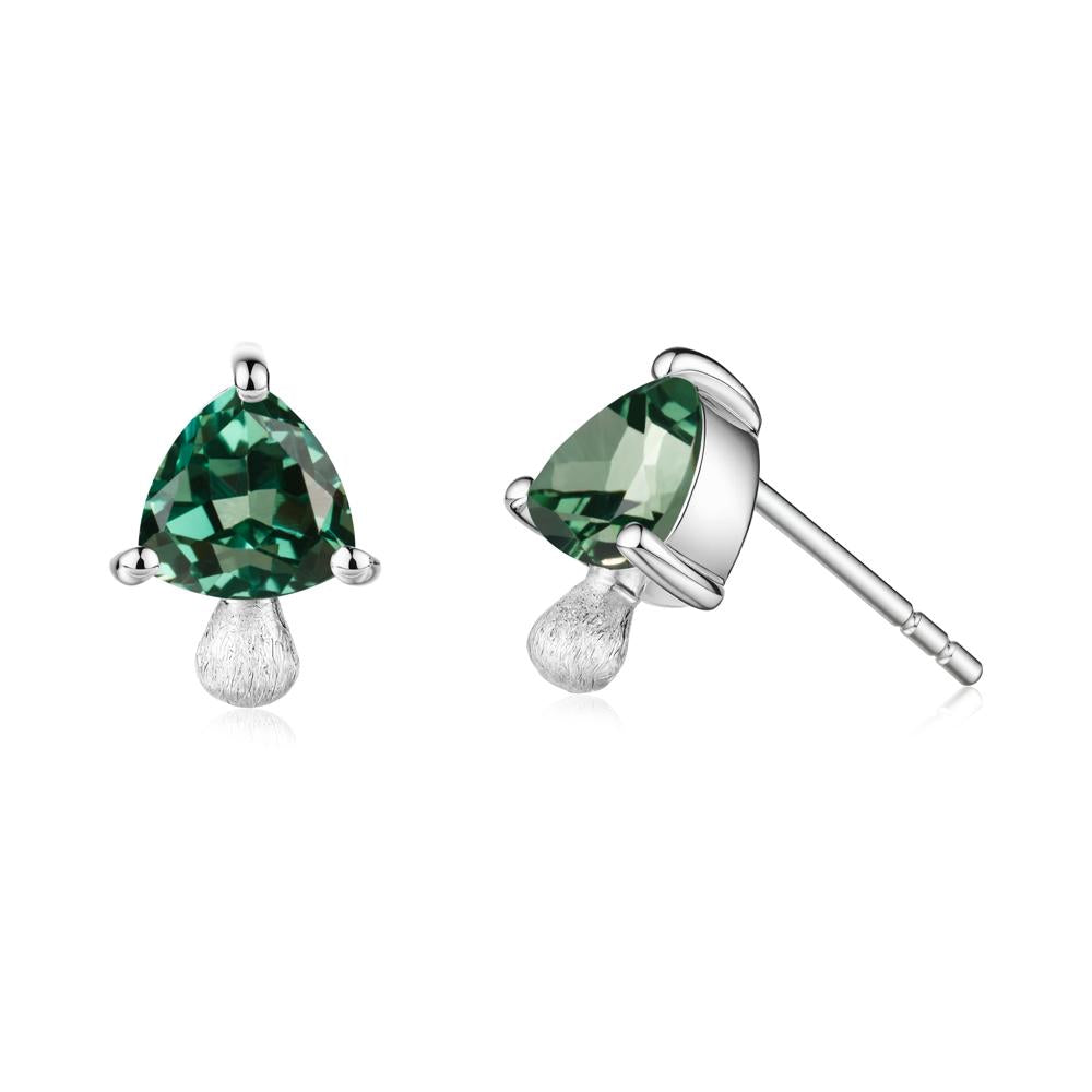 Diopside Mini Mushroom Stud Earrings - LUO Jewelry #metal_14k white gold