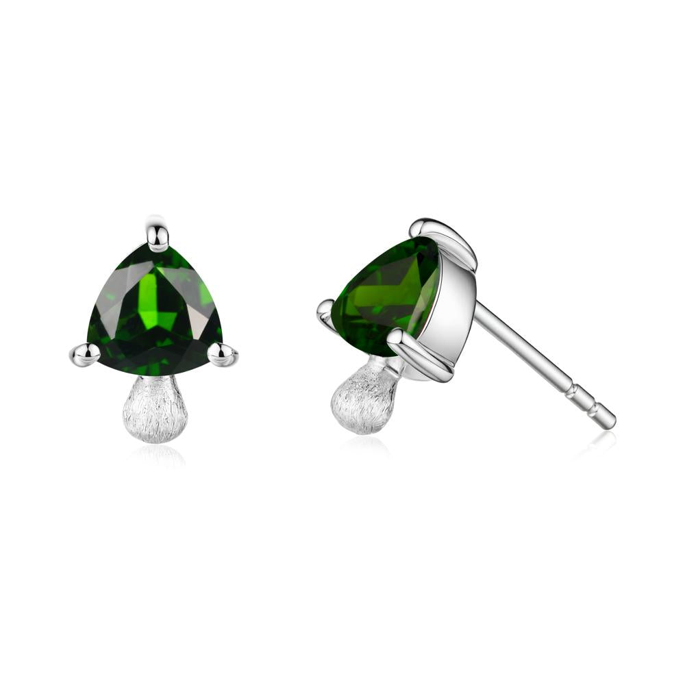 Diopside Mini Mushroom Stud Earrings - LUO Jewelry #metal_14k white gold