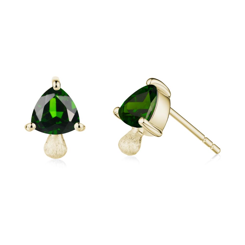 Diopside Mini Mushroom Stud Earrings - LUO Jewelry #metal_14k yellow gold