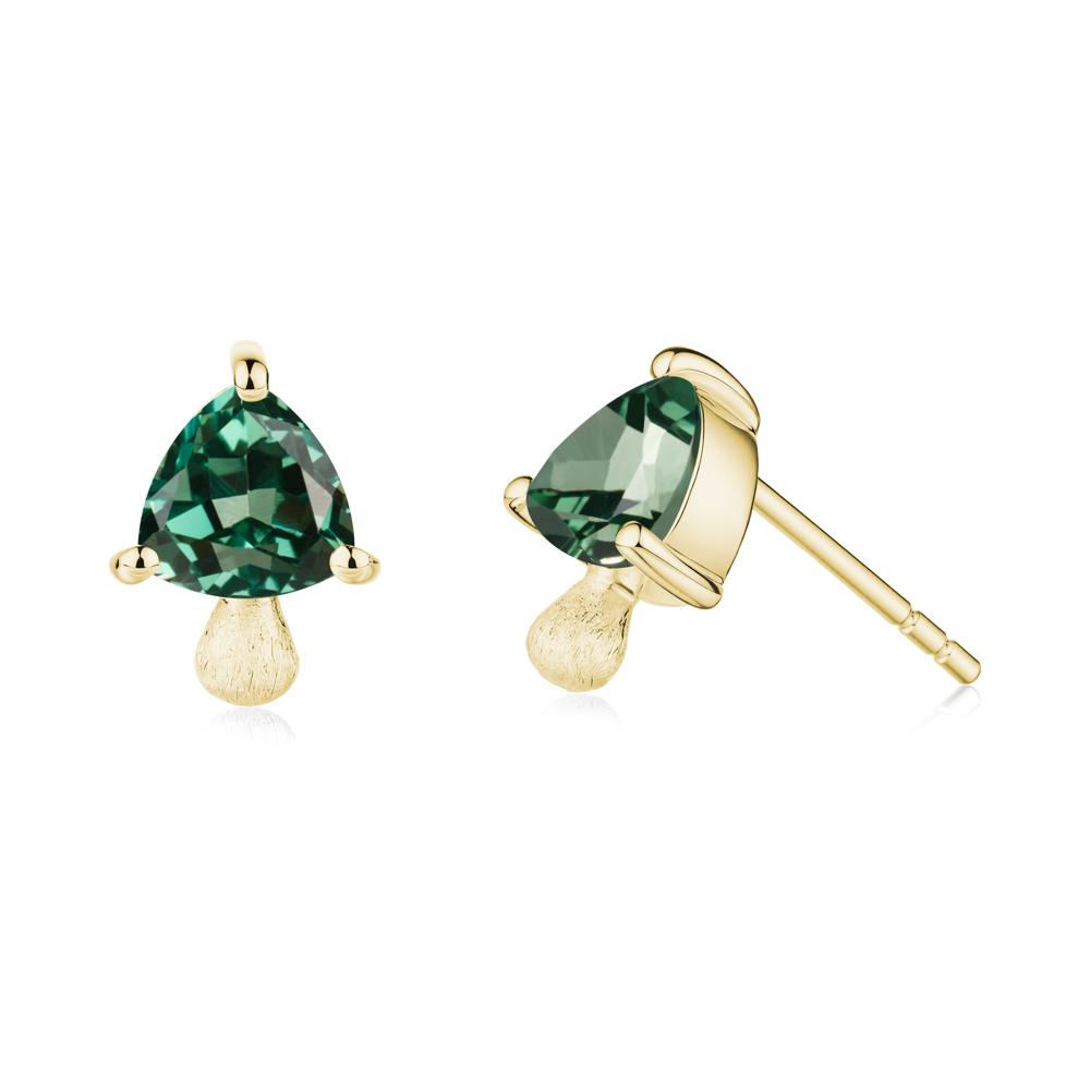 Diopside Mini Mushroom Stud Earrings - LUO Jewelry #metal_18k yellow gold