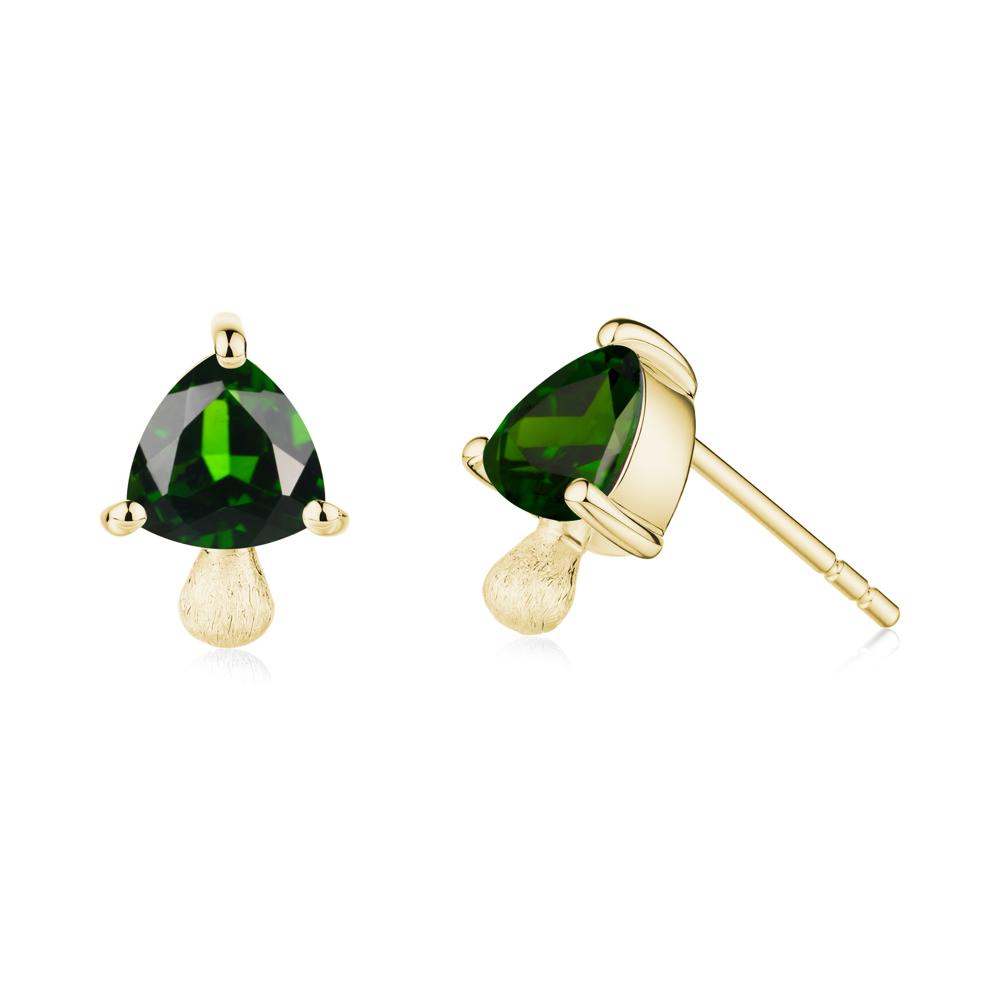 Diopside Mini Mushroom Stud Earrings - LUO Jewelry #metal_18k yellow gold
