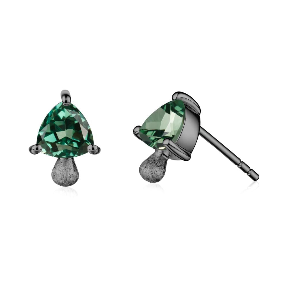 Diopside Mini Mushroom Stud Earrings - LUO Jewelry #metal_black finish sterling silver