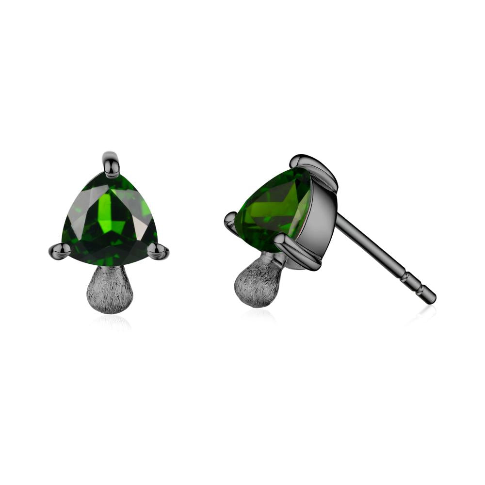 Diopside Mini Mushroom Stud Earrings - LUO Jewelry #metal_black finish sterling silver