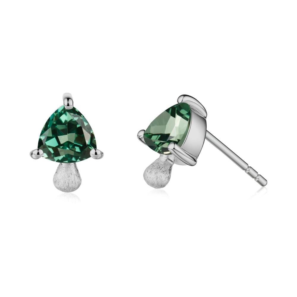 Diopside Mini Mushroom Stud Earrings - LUO Jewelry #metal_platinum