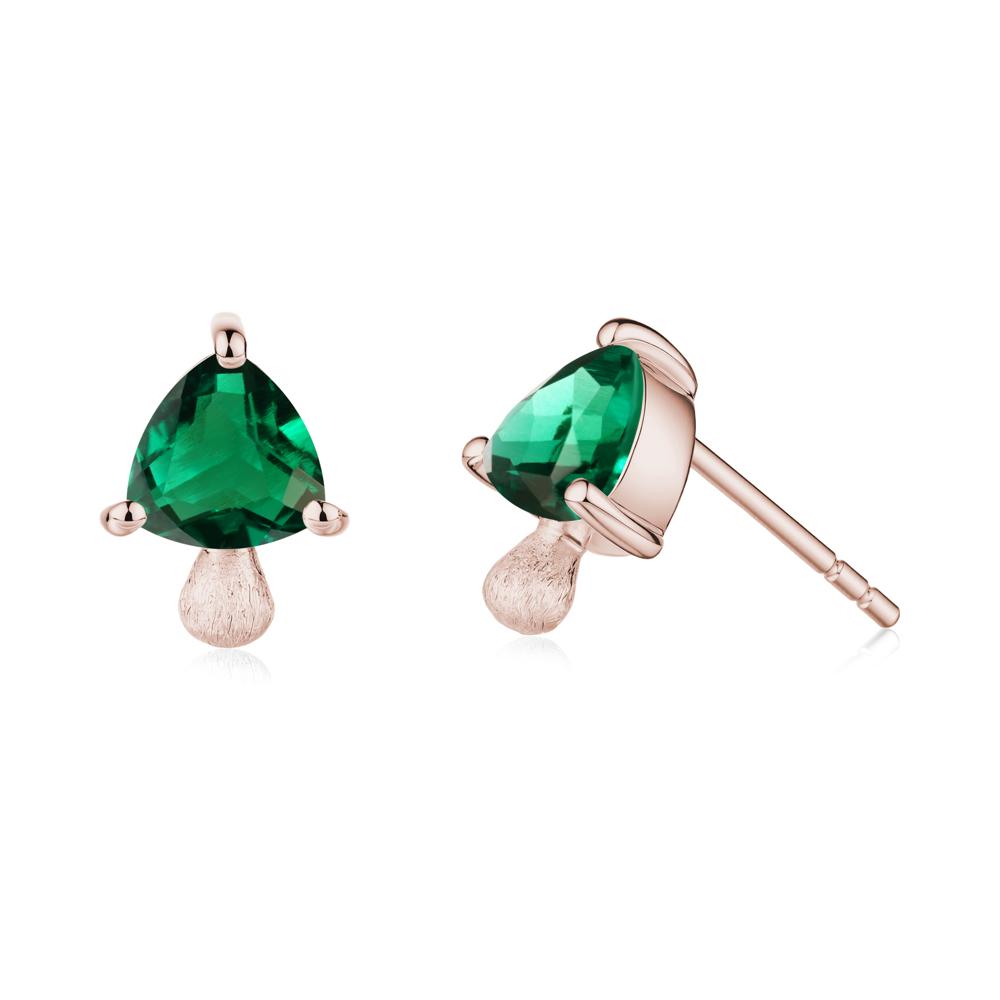 Emerald Mini Mushroom Stud Earrings - LUO Jewelry #metal_14k rose gold