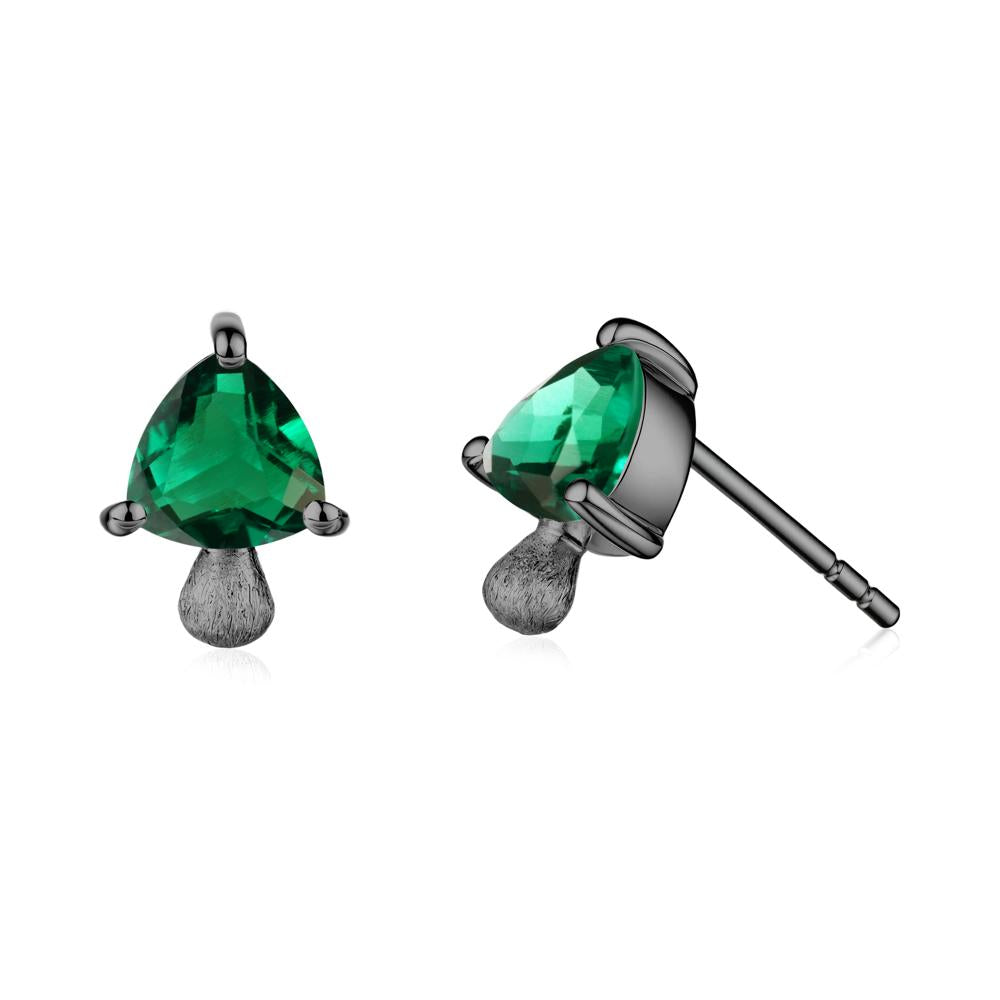 Emerald Mini Mushroom Stud Earrings - LUO Jewelry #metal_black finish sterling silver