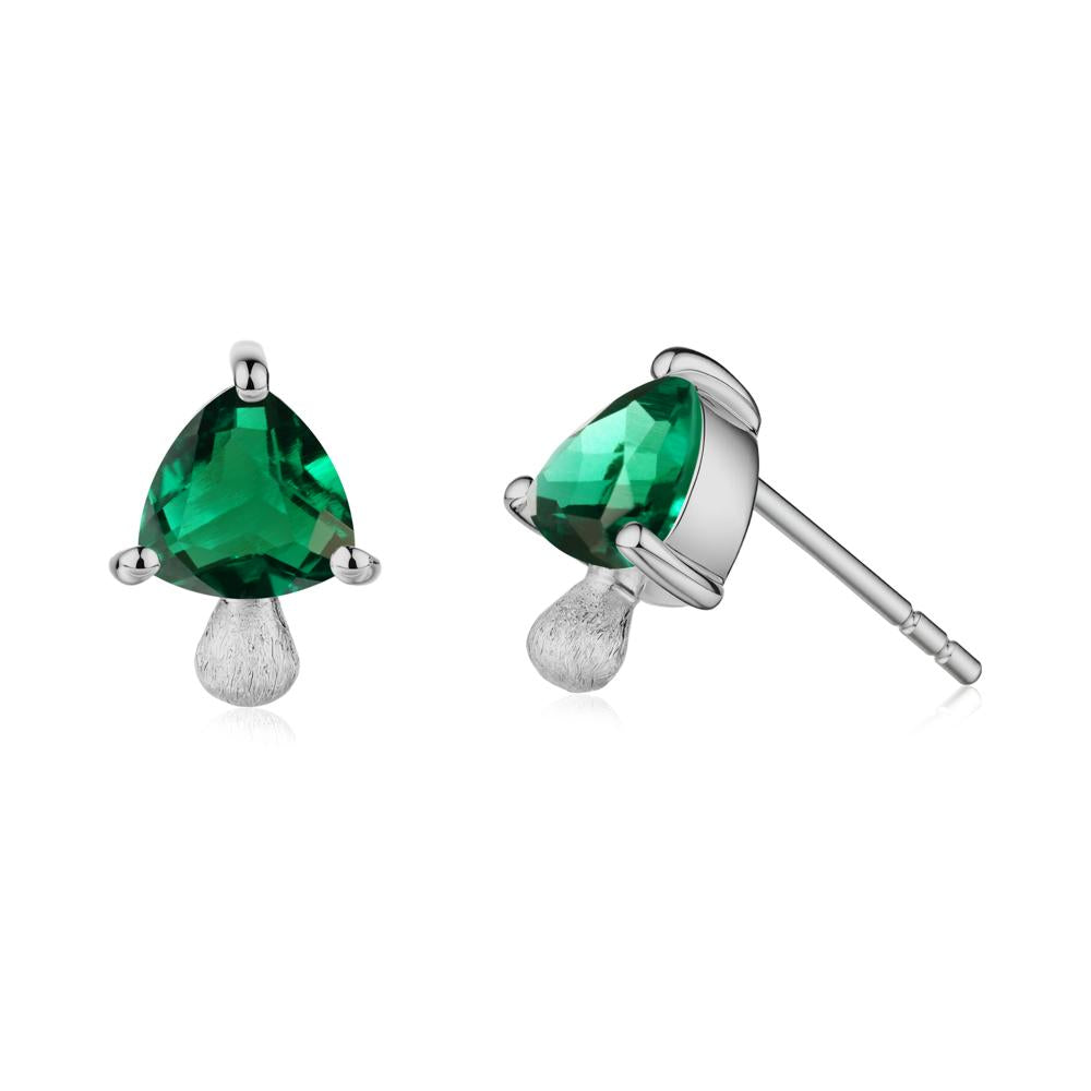 Emerald Mini Mushroom Stud Earrings - LUO Jewelry #metal_platinum