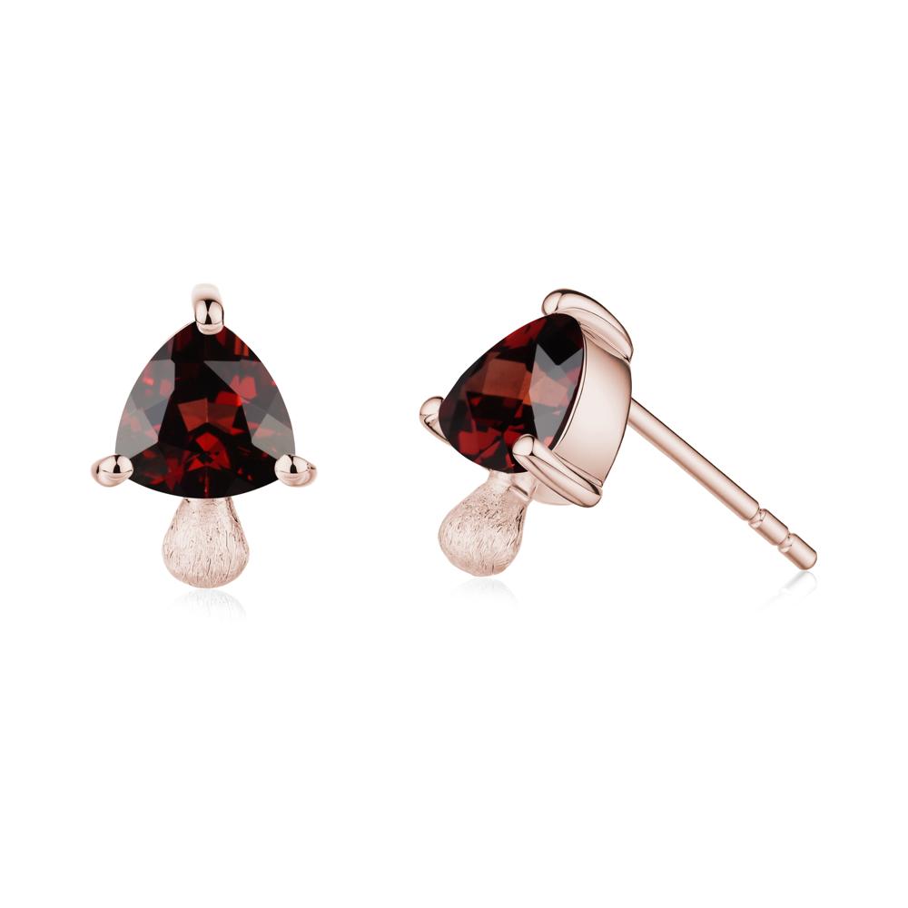 Garnet Mini Mushroom Stud Earrings - LUO Jewelry #metal_14k rose gold