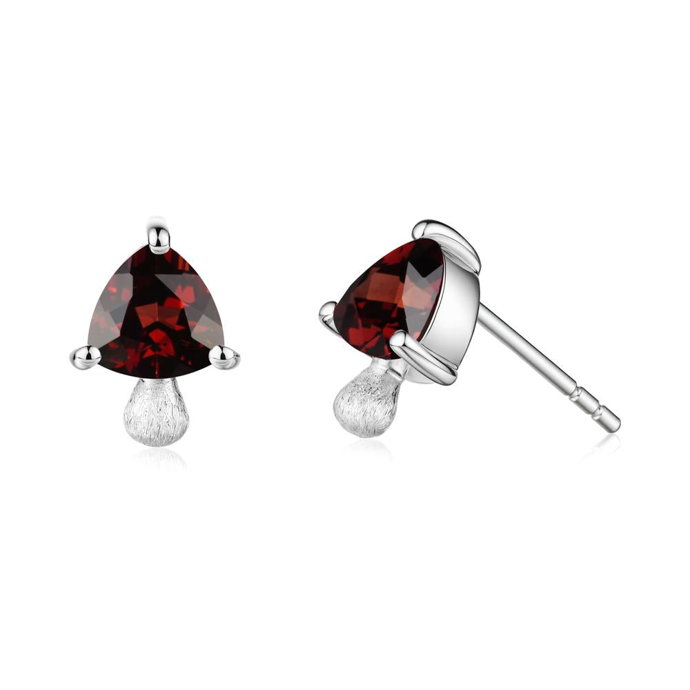 Garnet Mini Mushroom Stud Earrings - LUO Jewelry #metal_18k white gold