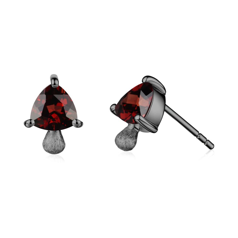Garnet Mini Mushroom Stud Earrings - LUO Jewelry #metal_black finish sterling silver