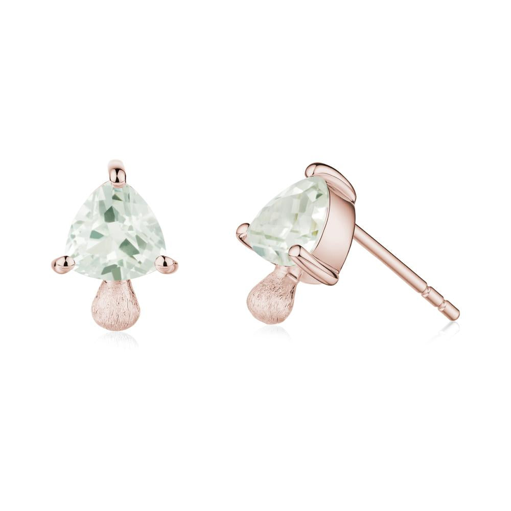 Mushroom Trillion Cut Green Amethyst Stud Earrings - LUO Jewelry #metal_14k rose gold