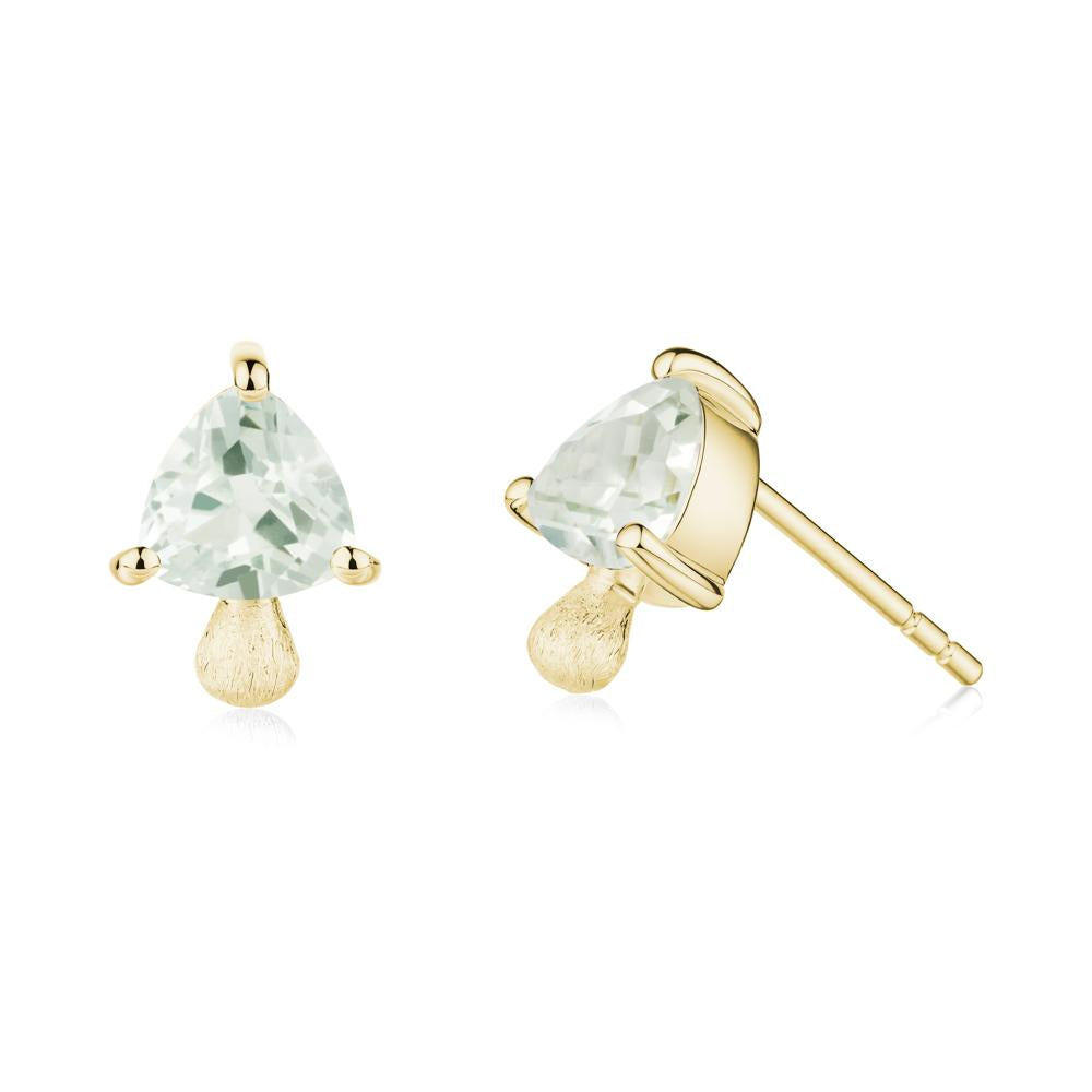Mushroom Trillion Cut Green Amethyst Stud Earrings - LUO Jewelry #metal_18k yellow gold