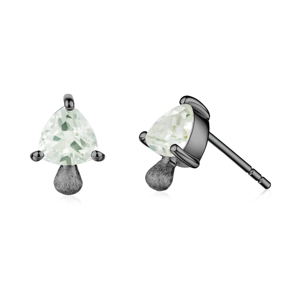 Mushroom Trillion Cut Green Amethyst Stud Earrings - LUO Jewelry #metal_black finish sterling silver