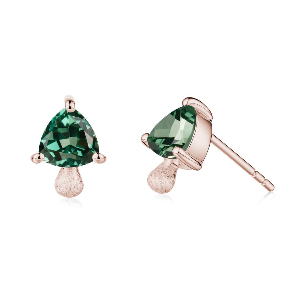 Green Sapphire Mini Mushroom Stud Earrings - LUO Jewelry #metal_14k rose gold