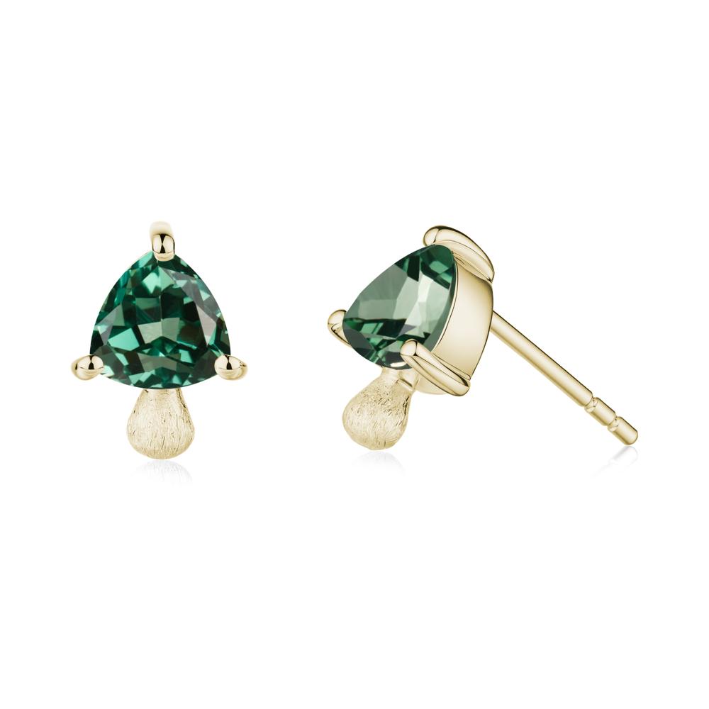 Green Sapphire Mini Mushroom Stud Earrings - LUO Jewelry #metal_14k yellow gold