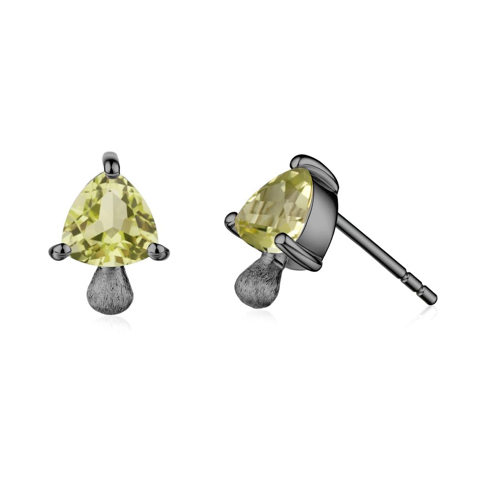 Lemon Quartz Mini Mushroom Stud Earrings - LUO Jewelry #metal_black finish sterling silver