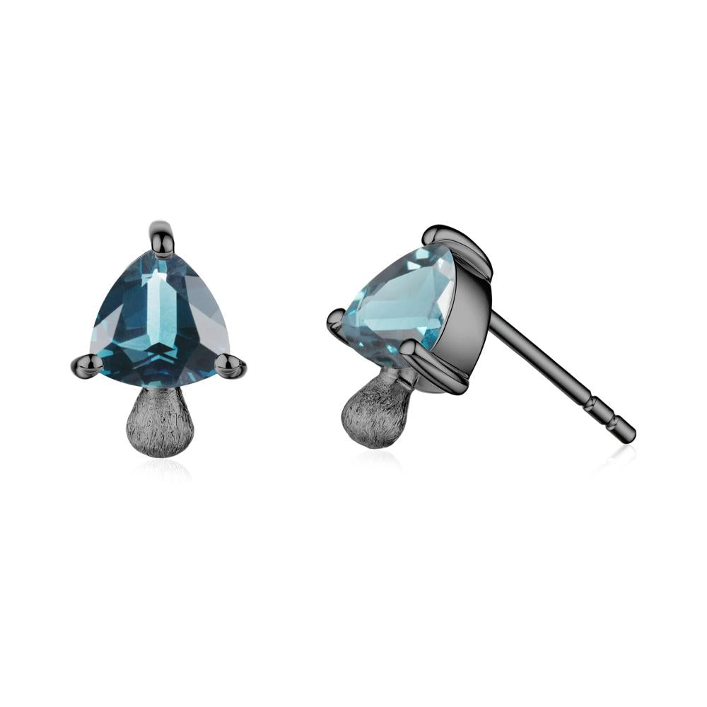 London Blue Topaz Mini Mushroom Stud Earrings - LUO Jewelry #metal_black finish sterling silver