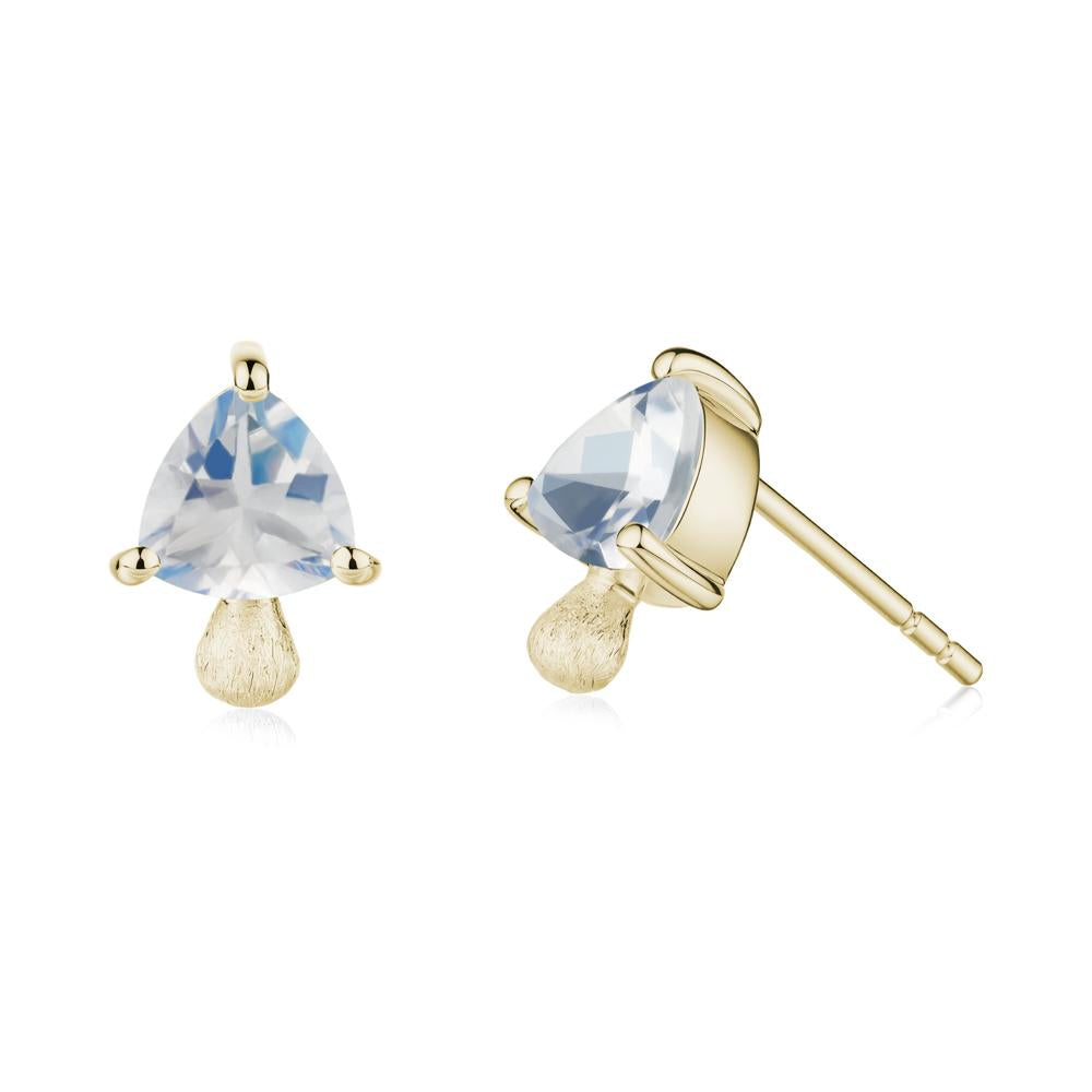 Mushroom Trillion Cut Moonstone Stud Earrings - LUO Jewelry #metal_14k yellow gold