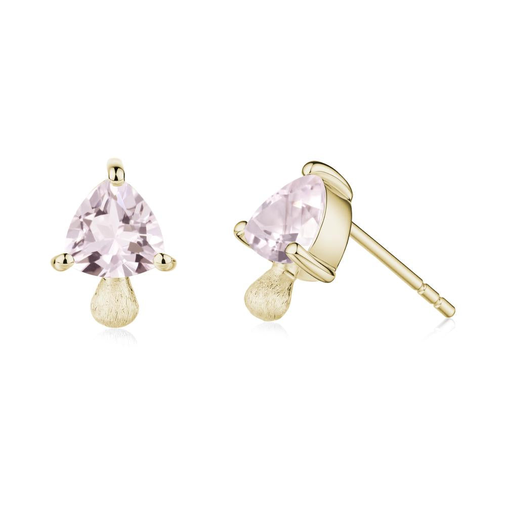 Morganite Mini Mushroom Stud Earrings - LUO Jewelry #metal_14k yellow gold