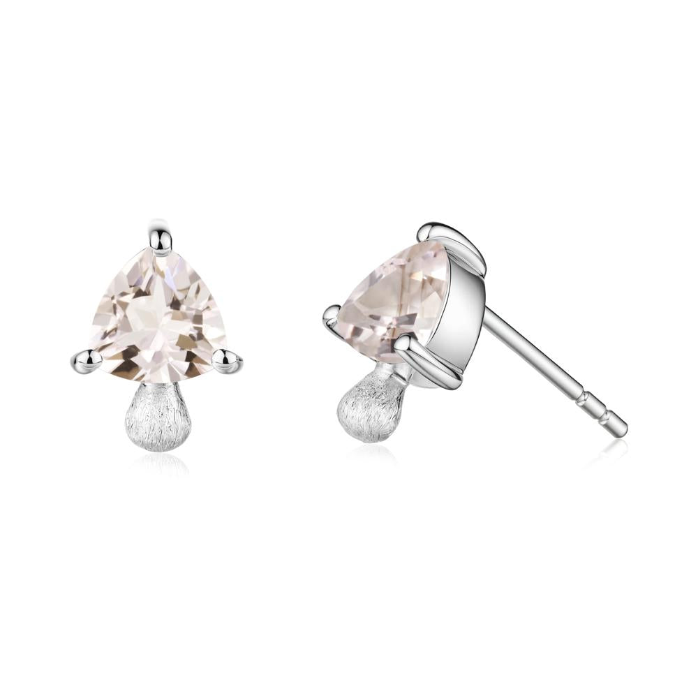 Morganite Mini Mushroom Stud Earrings - LUO Jewelry #metal_18k white gold