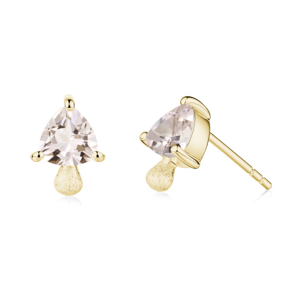 Morganite Mini Mushroom Stud Earrings - LUO Jewelry #metal_18k yellow gold