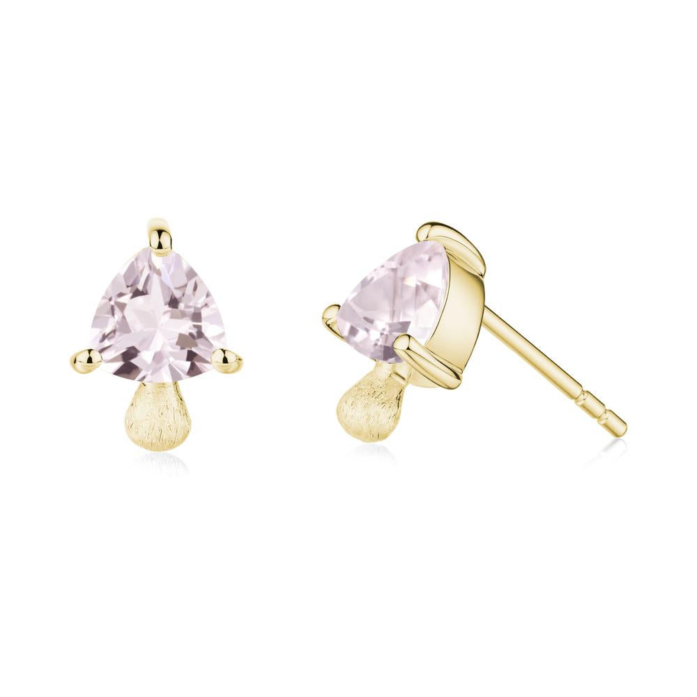 Morganite Mini Mushroom Stud Earrings - LUO Jewelry #metal_18k yellow gold