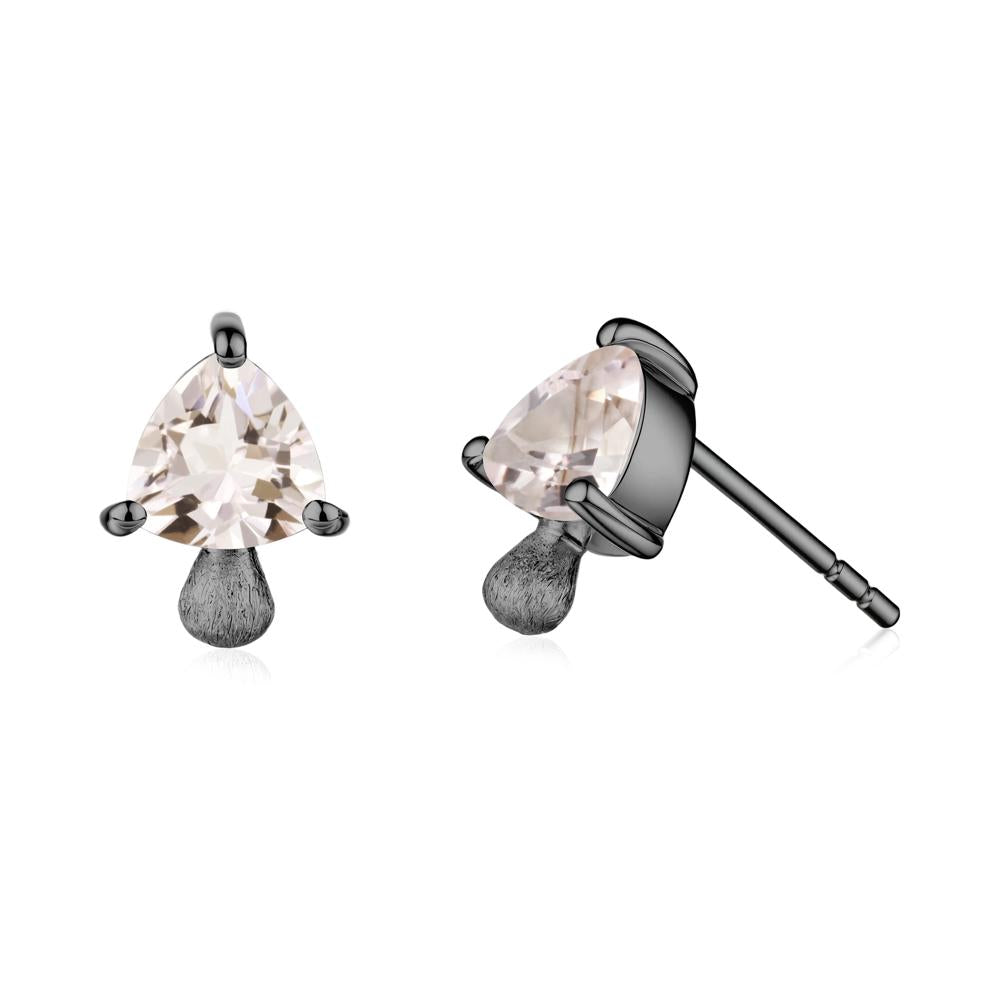 Morganite Mini Mushroom Stud Earrings - LUO Jewelry #metal_black finish sterling silver